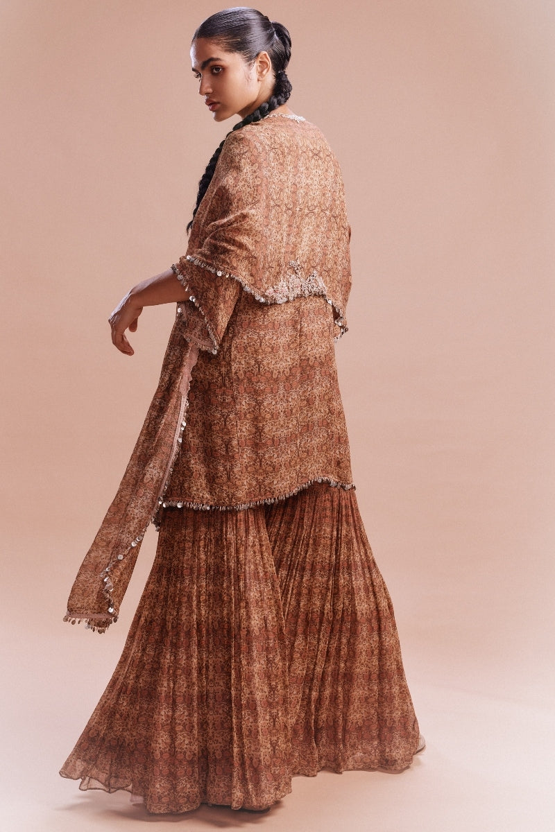 "Zuleika" Chiffon Kurta-Sharara with Dupatta
