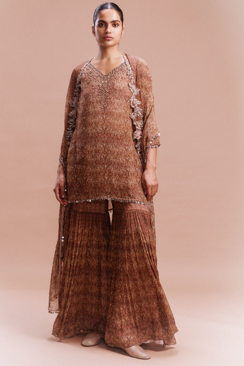 "Zuleika" Chiffon Kurta-Sharara with Dupatta