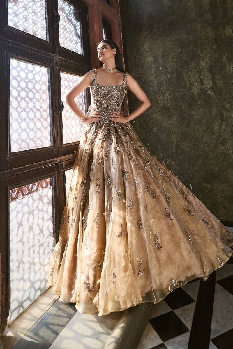 Dolly J Gold Shadiya Designer bridal gown L / Gold