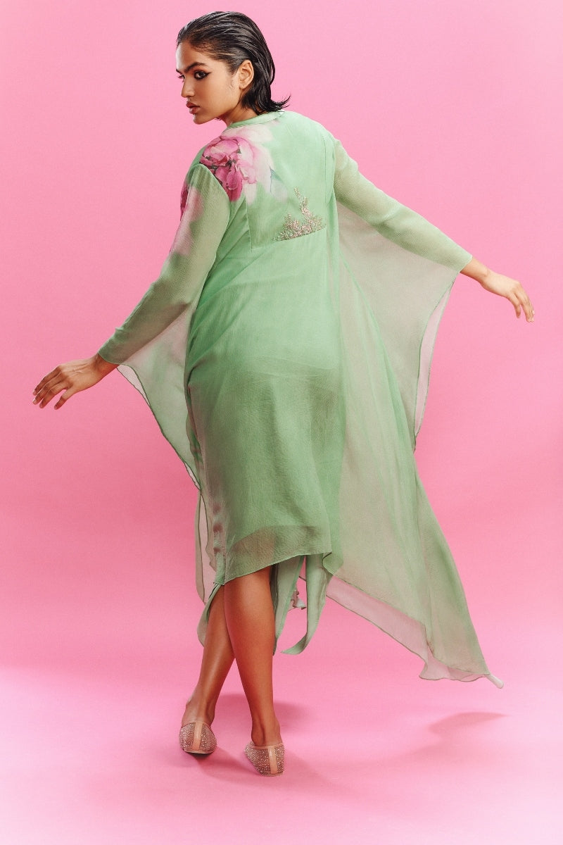 "Eraya" Chiffon Watercolored Flower Kaftan