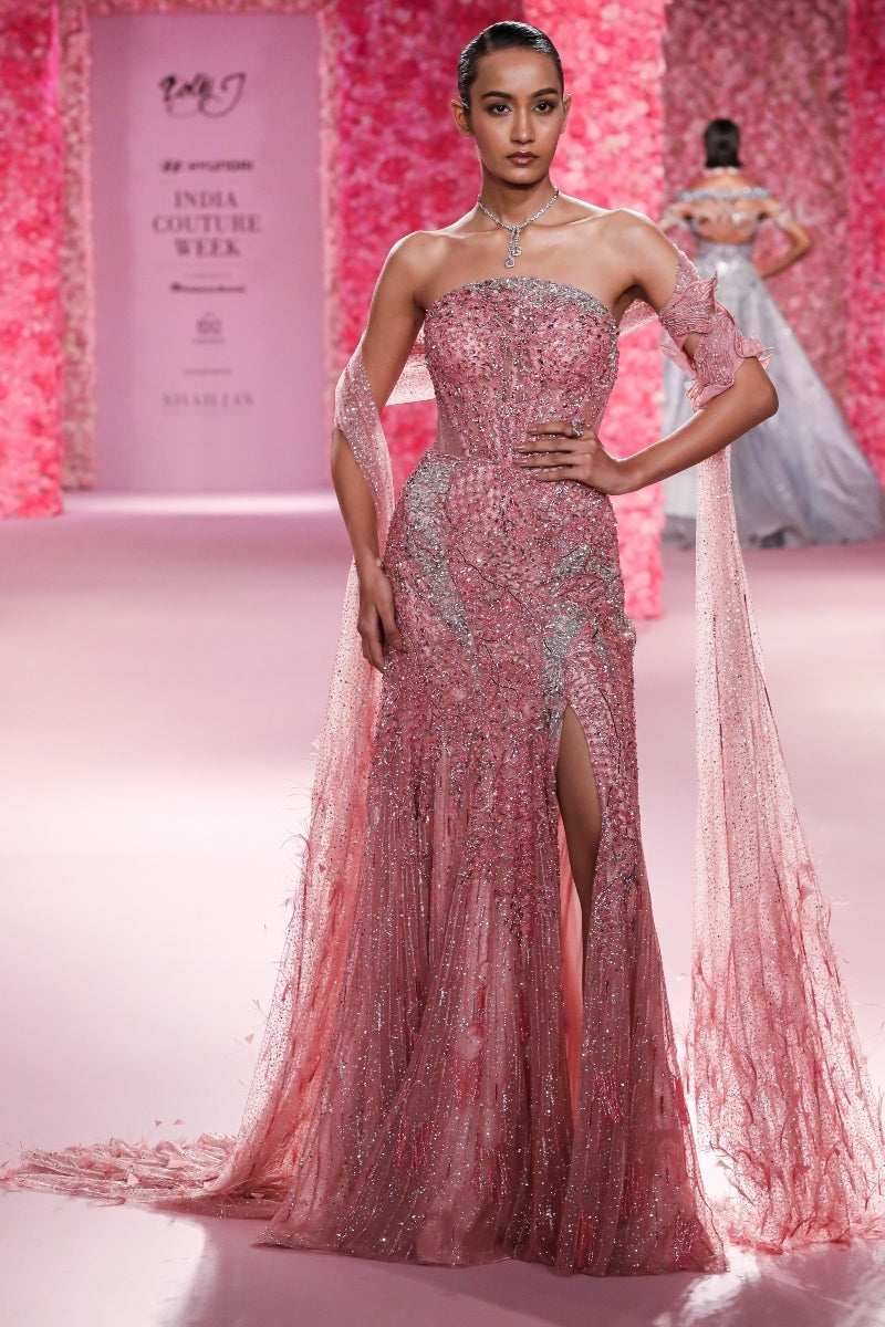 DollyJ Studio Pink Françoise Cocktail Gown L / Pink