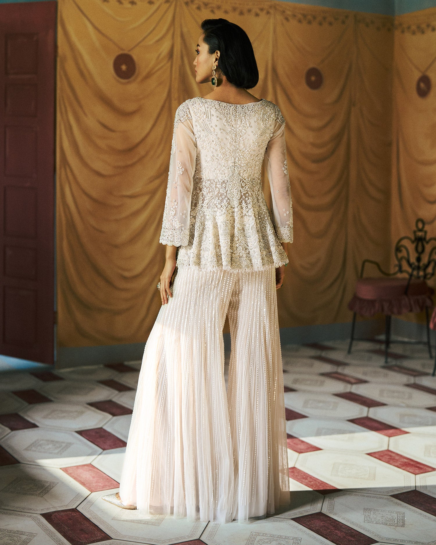 Pearlumé Jacket Kurta & Flare Pant Set