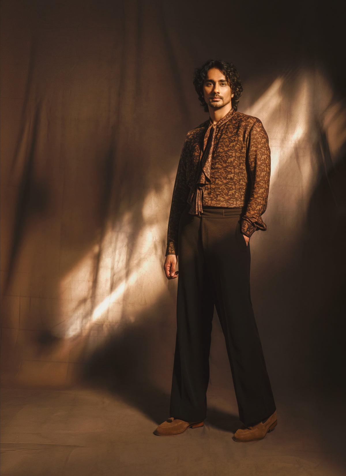 Siddharth in tie up frill shirt set