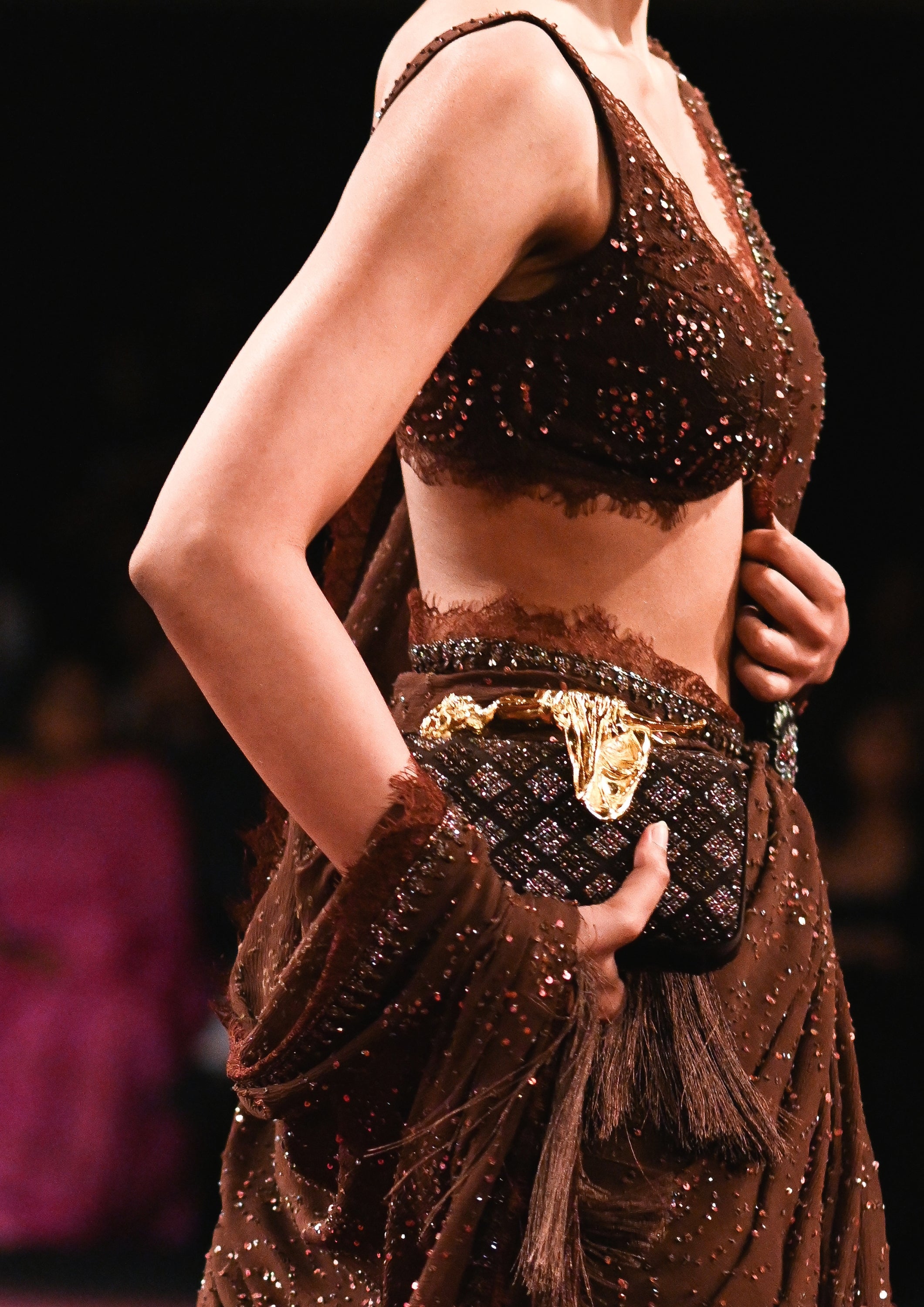 Mocha Sitara Saree
