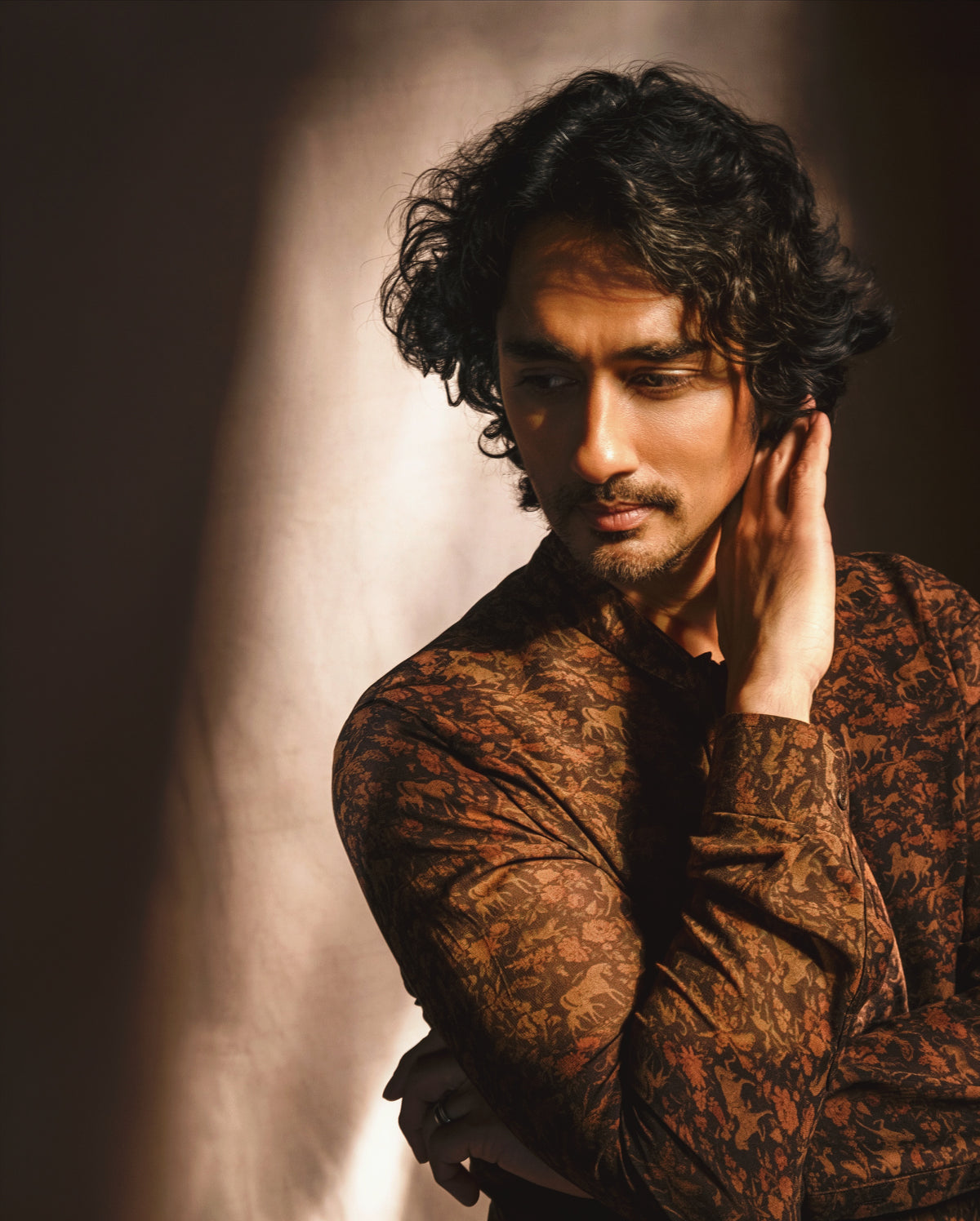 Siddharth in tie up frill shirt set
