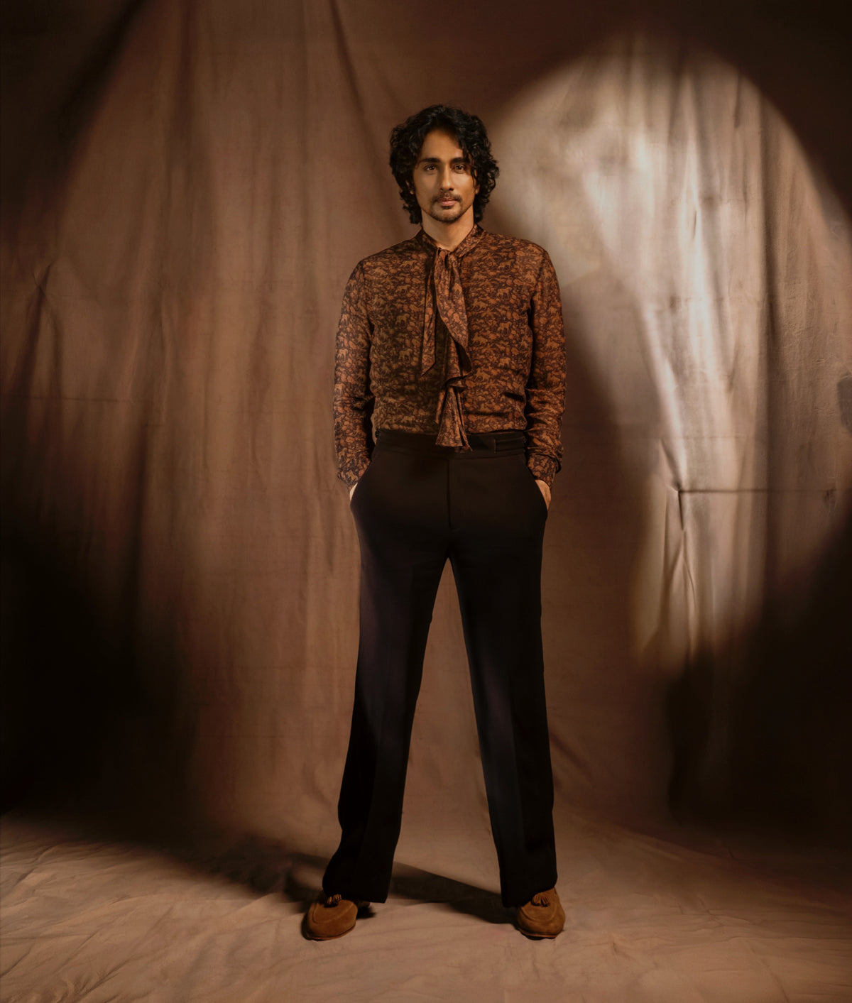 Siddharth in tie up frill shirt set