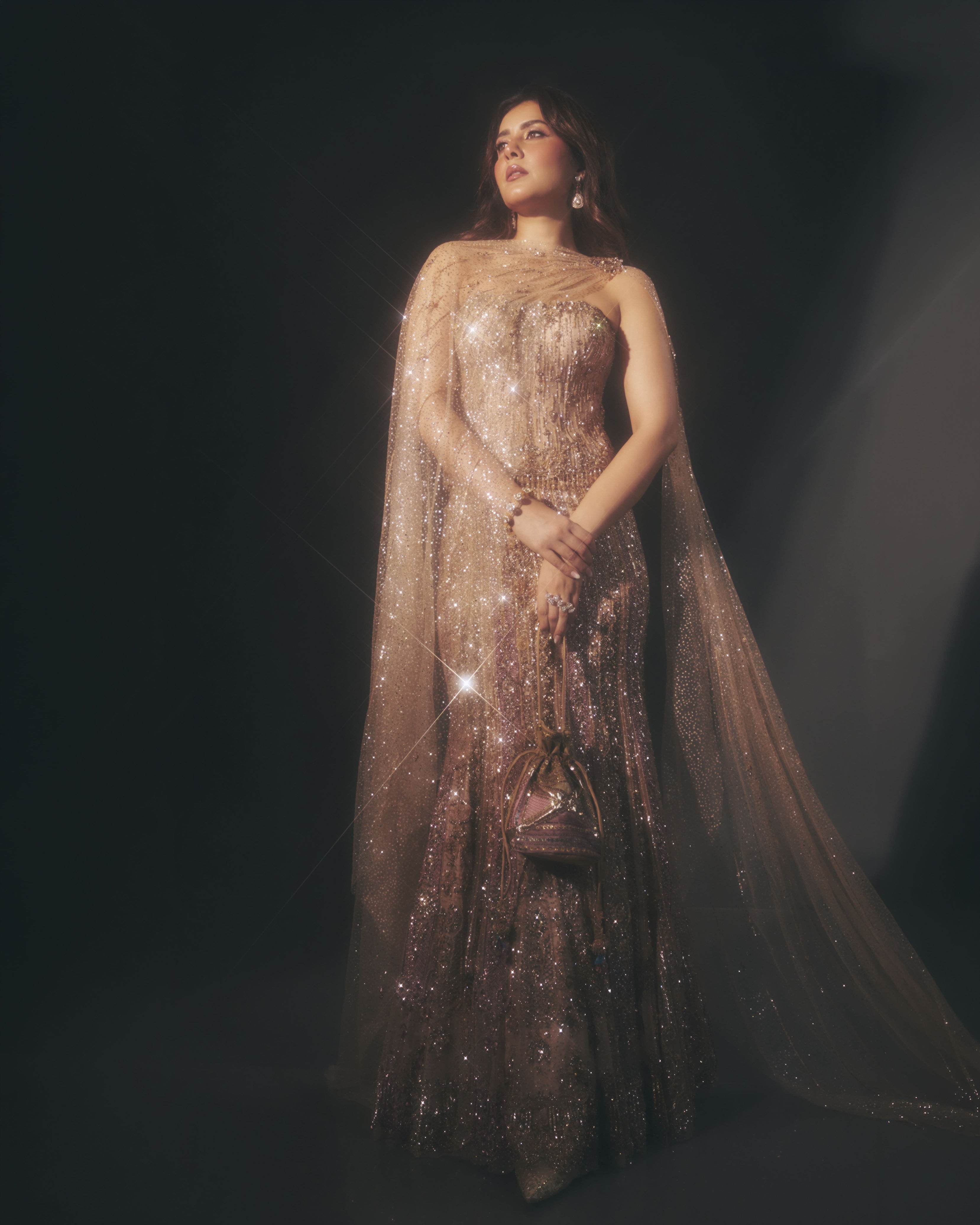 Raashi Khanna in Molten Dusk Corset & Skirt Set