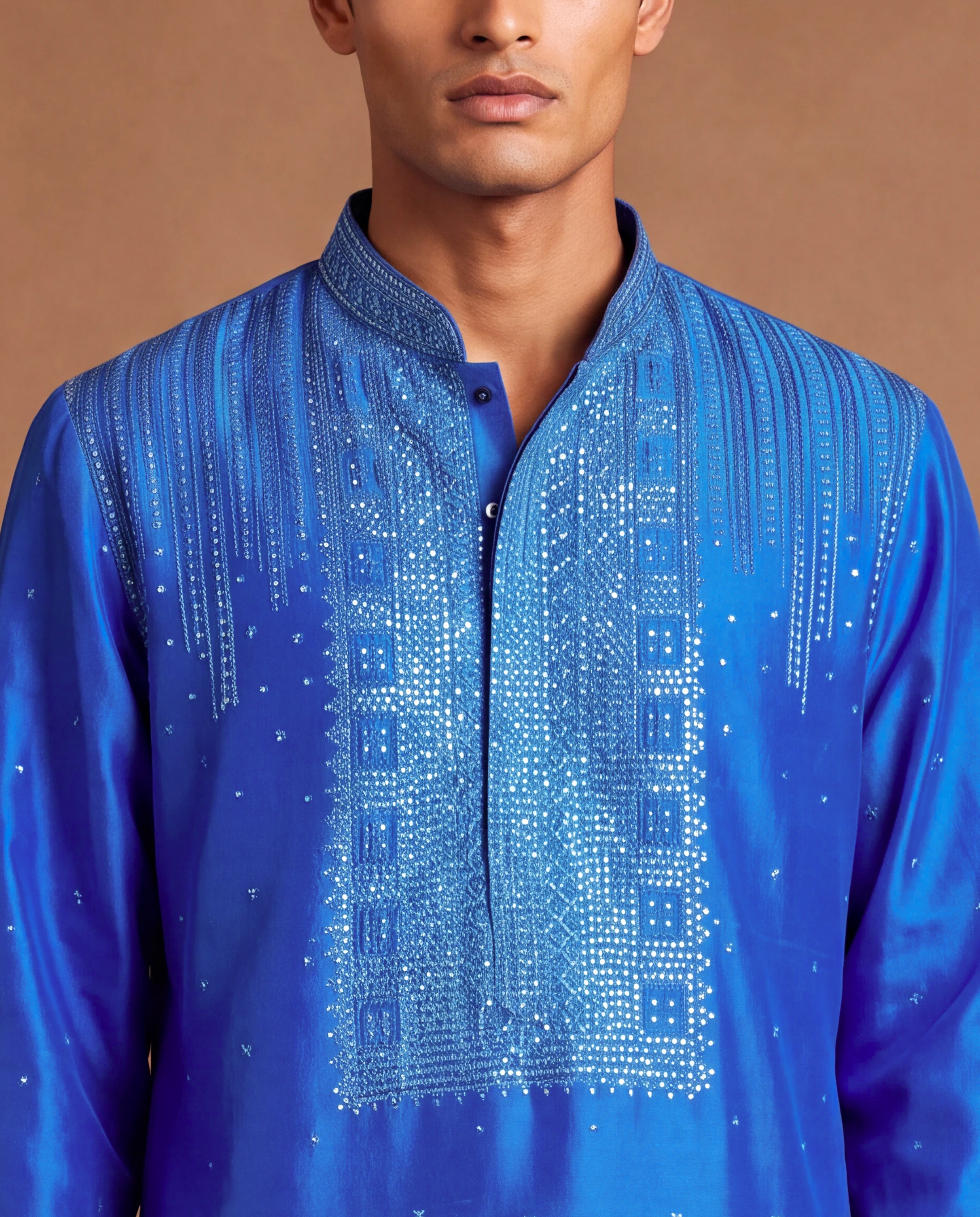 Mirror Accented Silk Kurta & Salwar Set