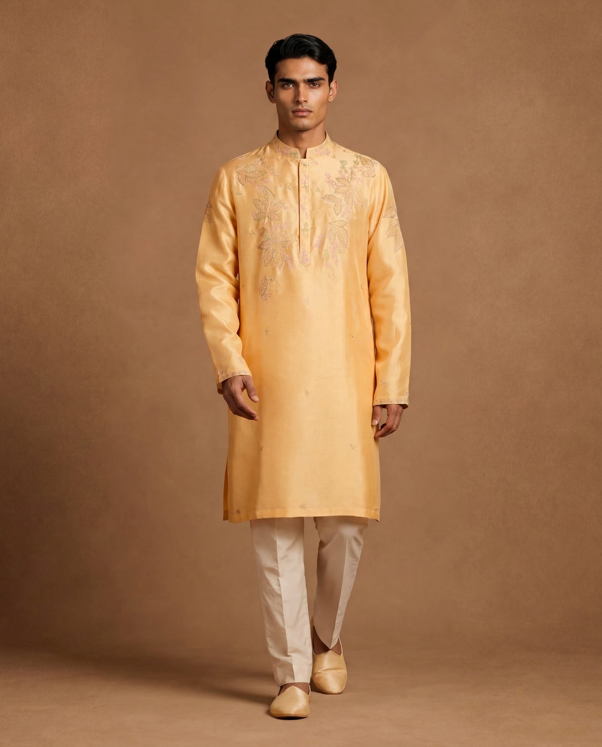 Citron Chikankari Silk Kurta Set