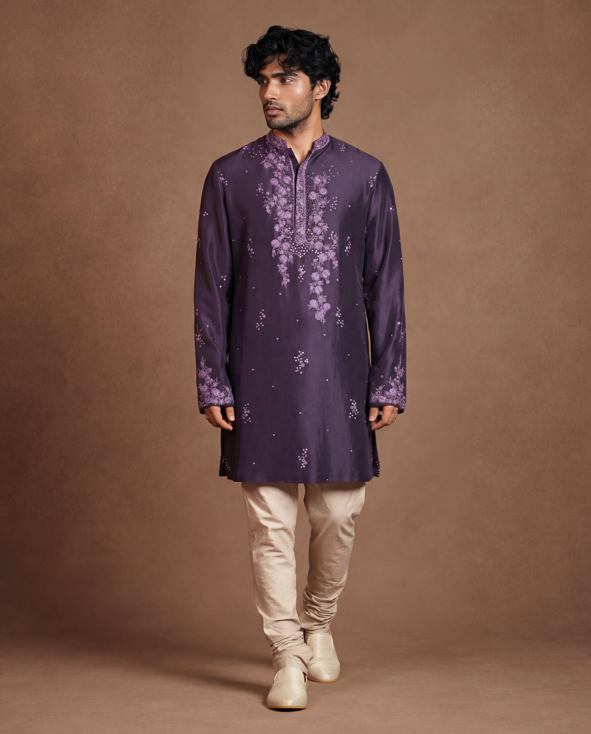Imperial Purple Chikankari Silk Kurta Set