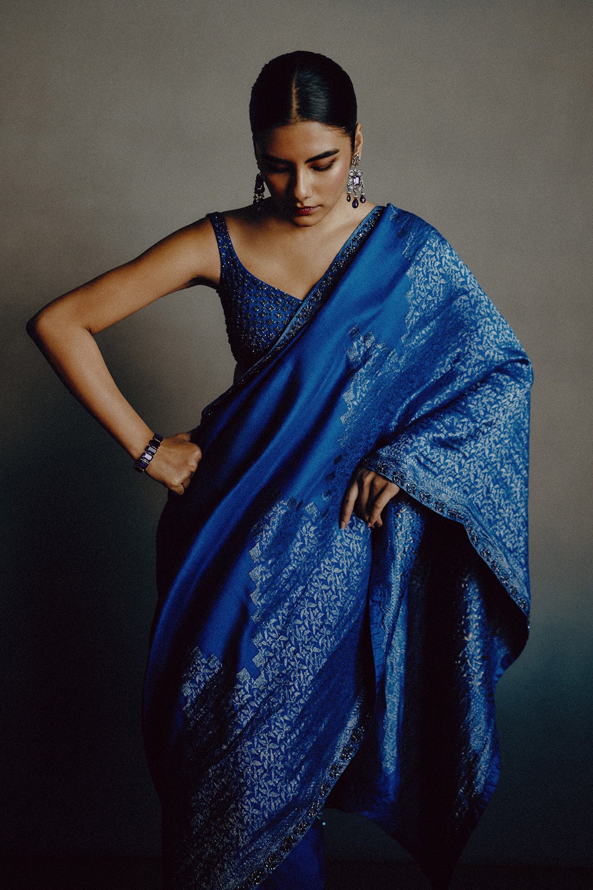 Azure-Teal Heritage Saree