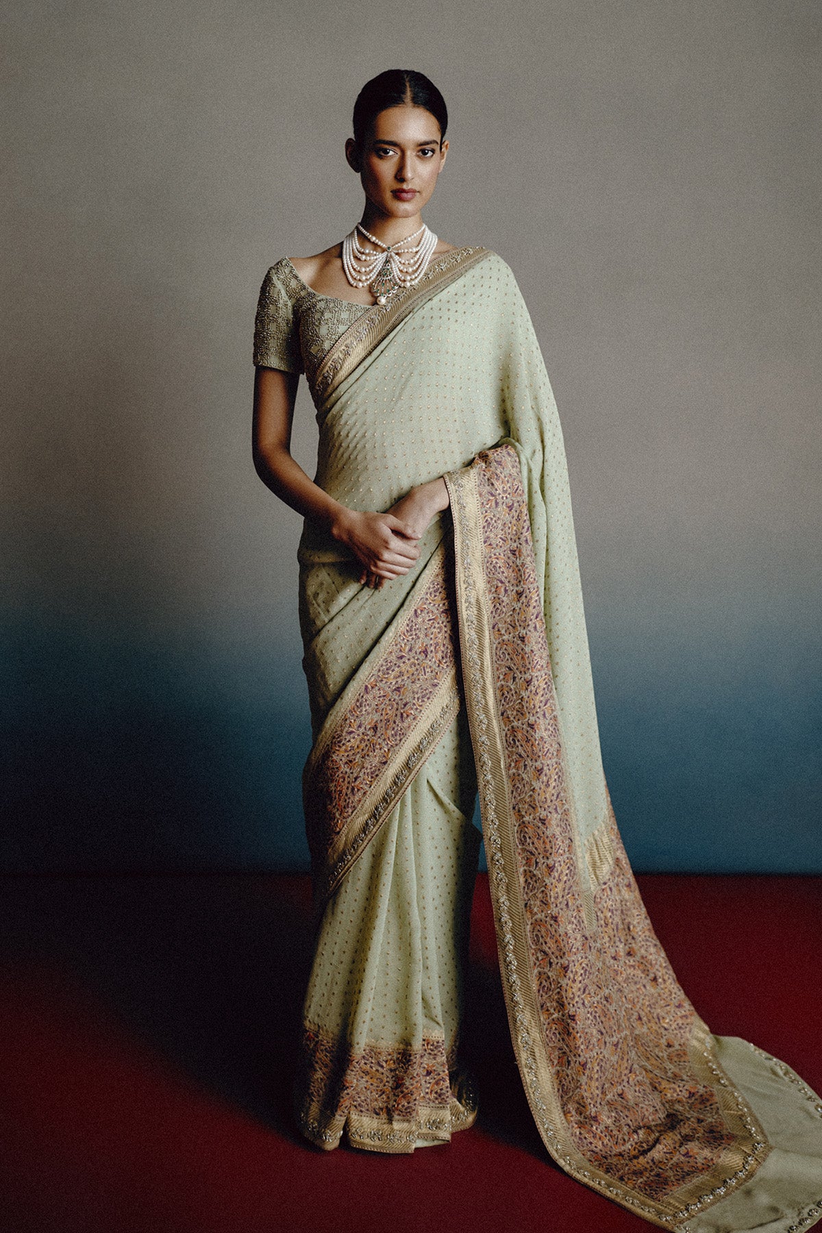 Pistachio Eden Saree