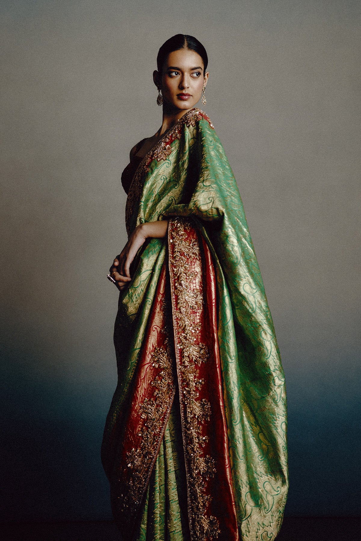 Verdant Rouge Banarasi Saree