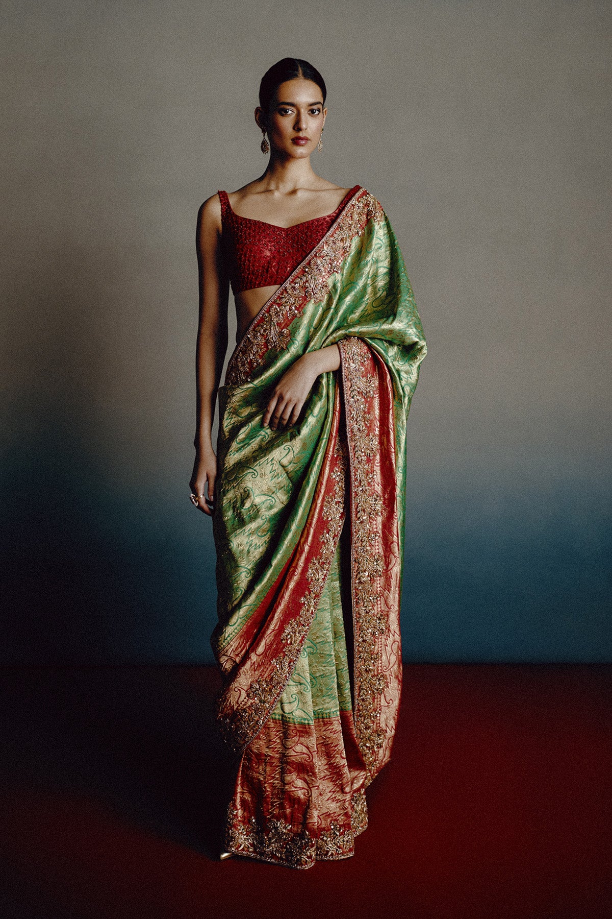 Verdant Rouge Banarasi Saree