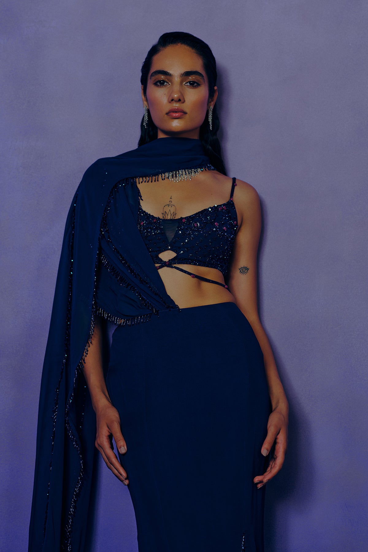 Celestial Cobalt Drape Saree