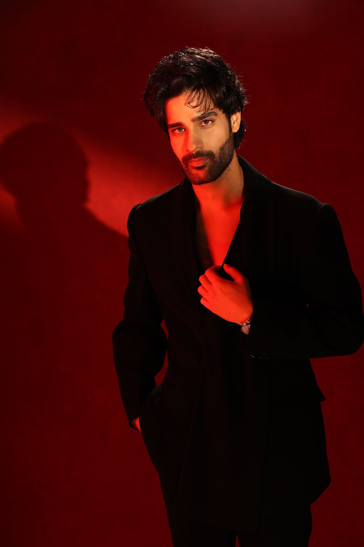 Aaman Devgan in Black Ember Tuxedo