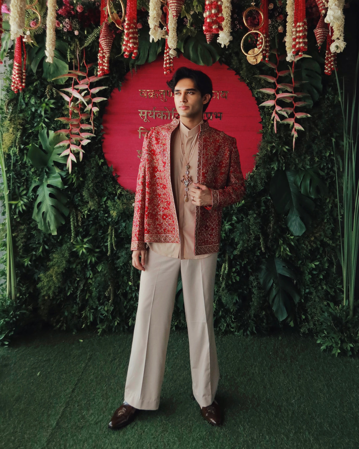 Shrey Singh in The Burnt Rose Open Jacket Set
