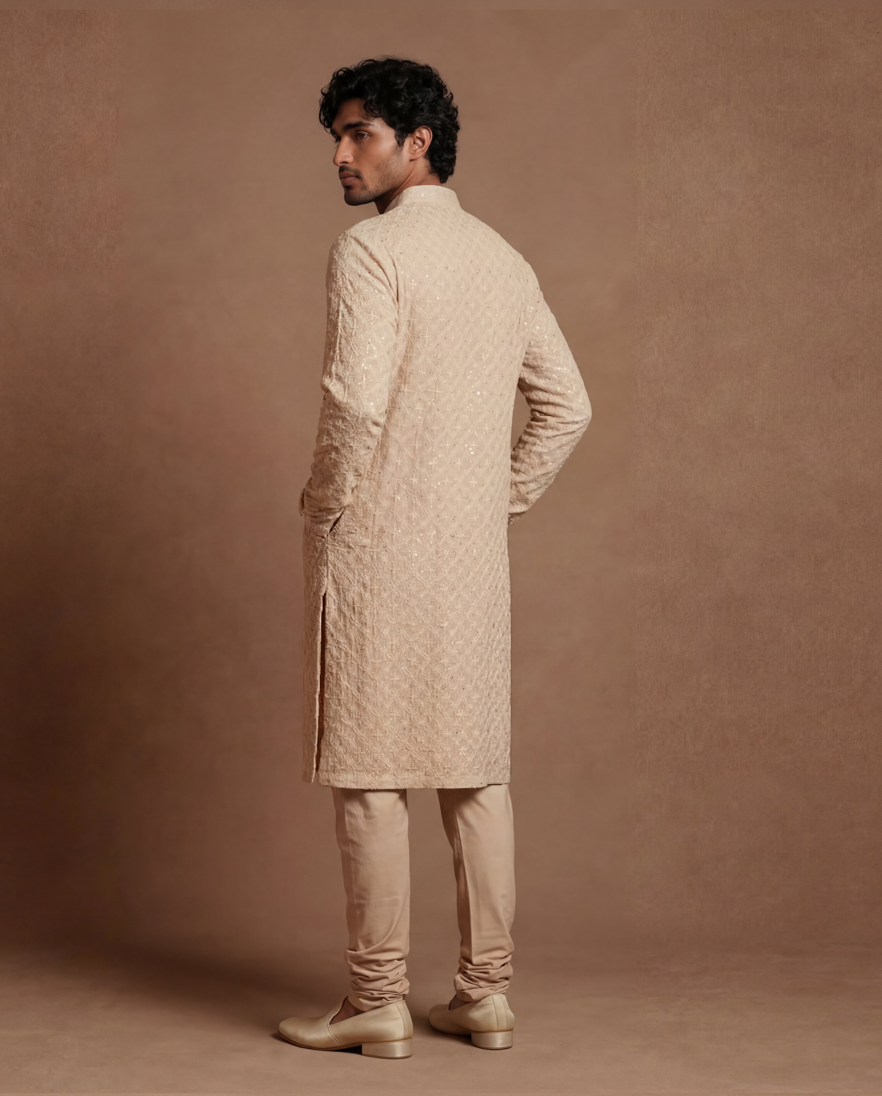 Pearl White Chikankari & Mirror Kurta Set