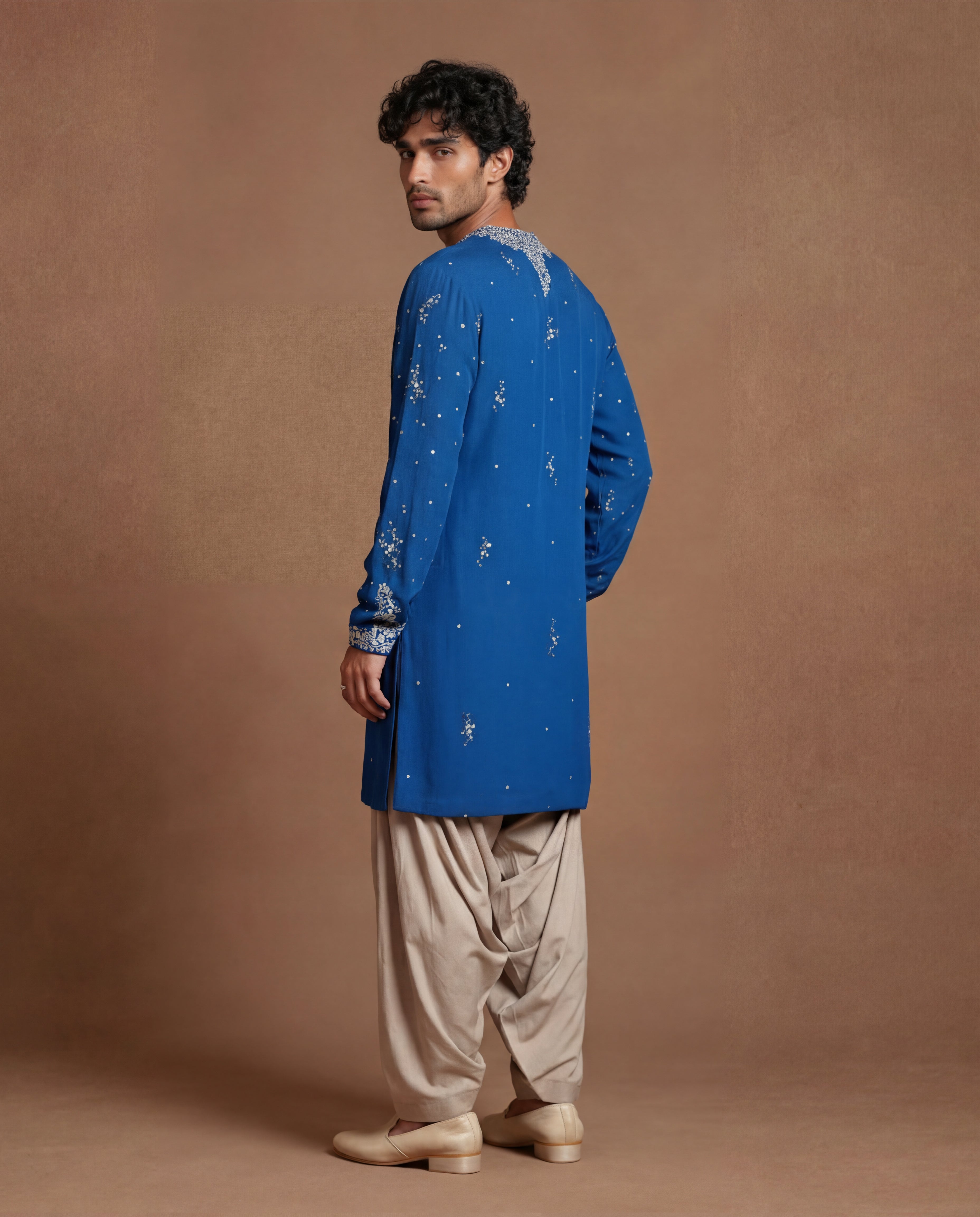Blue Chikankari & Mirror Kurta Set