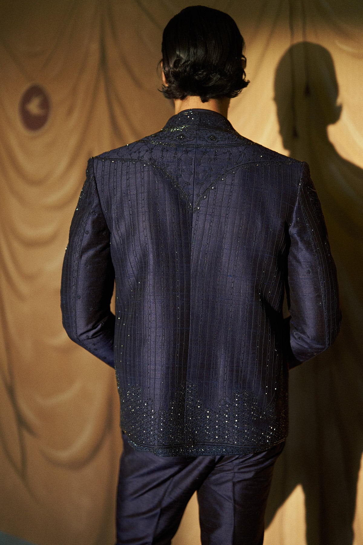 Siyahi Short Open Jacket, Shirt And Pant Set