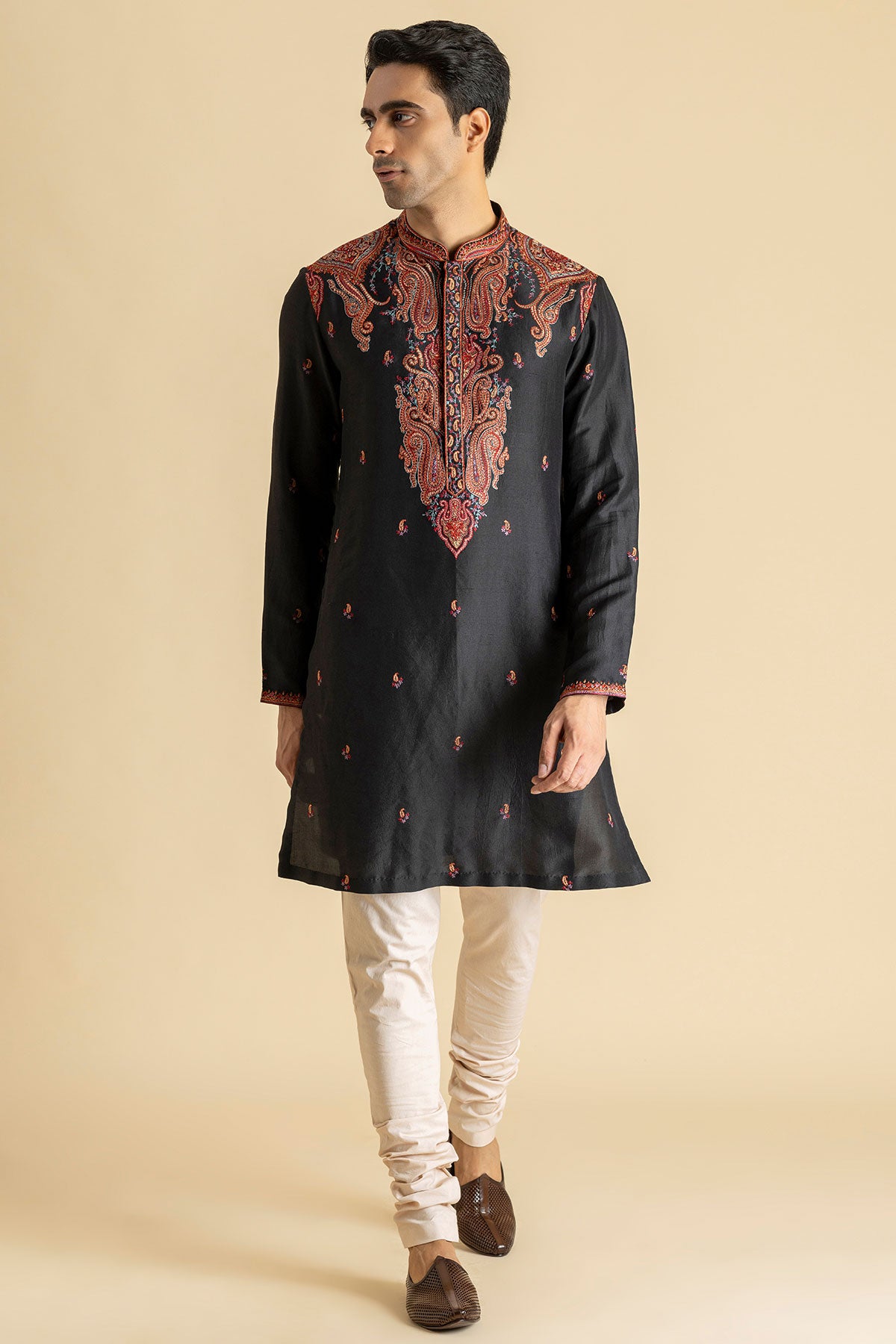 Charcoal Bloom Kurta & Churidaar set