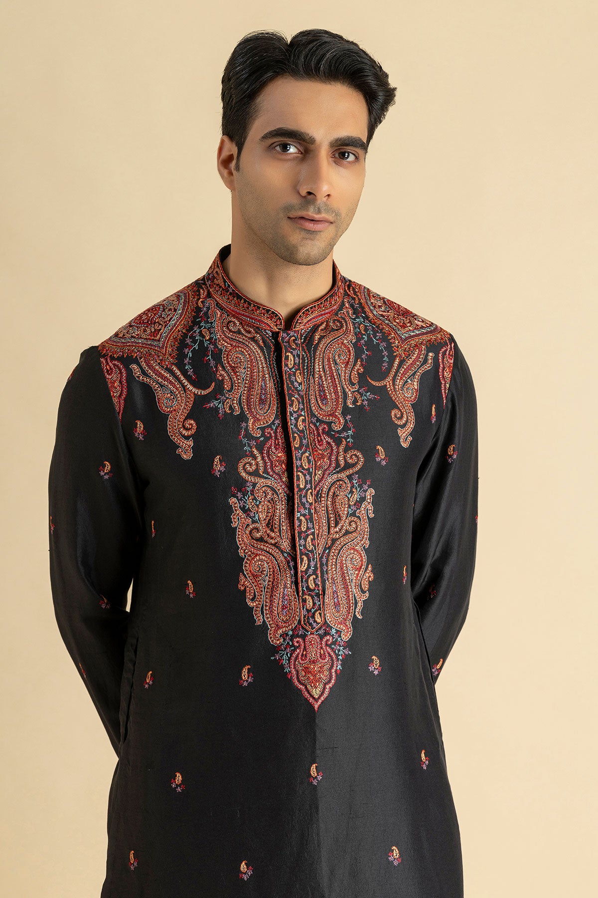 Charcoal Bloom Kurta & Churidaar set