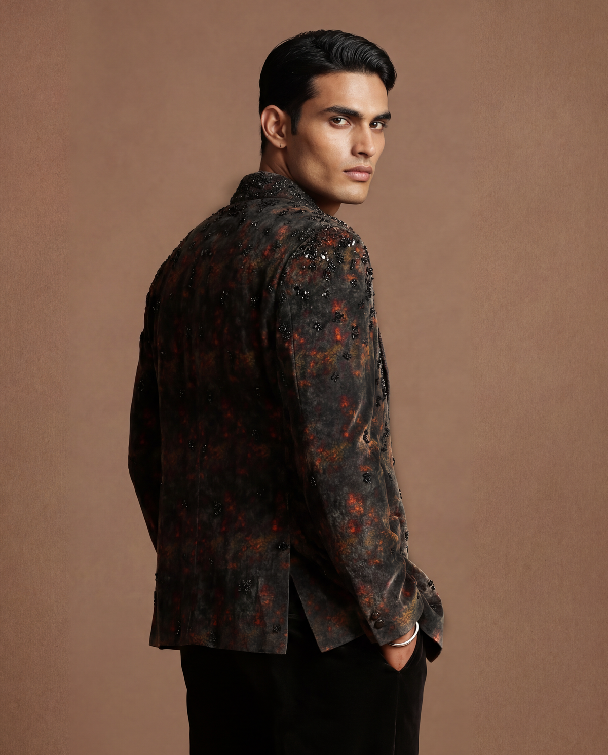 Smoky Topaz Open Jacket, Shirt & Pant Set