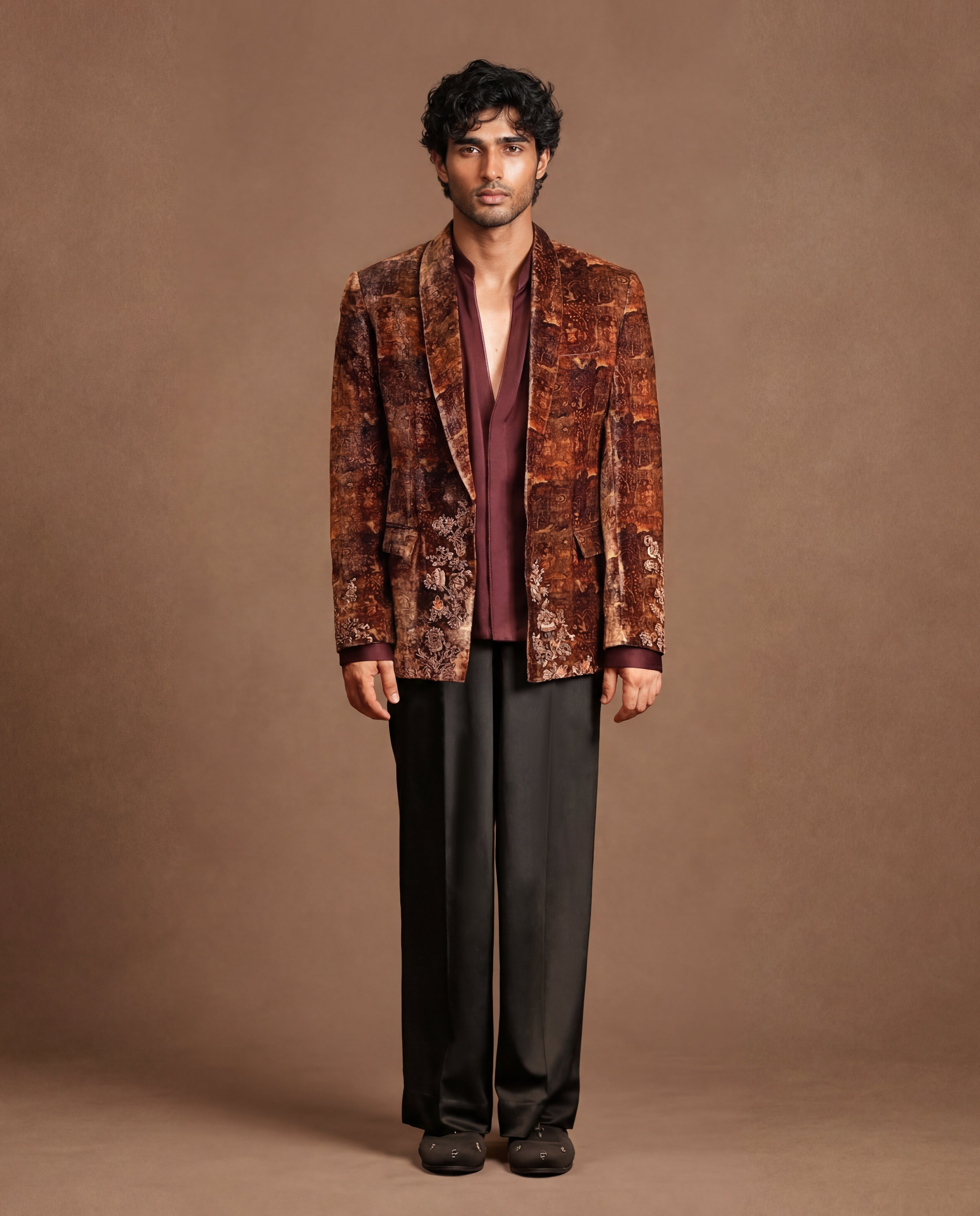 Zardozi Terra Open Jacket, Shirt & Pant Set