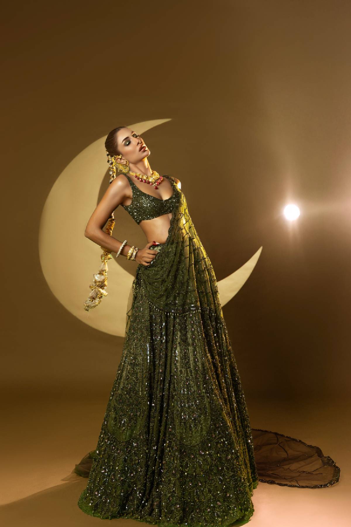 Arissa khan in Mossaria Shimmer Cocktail Lehenga