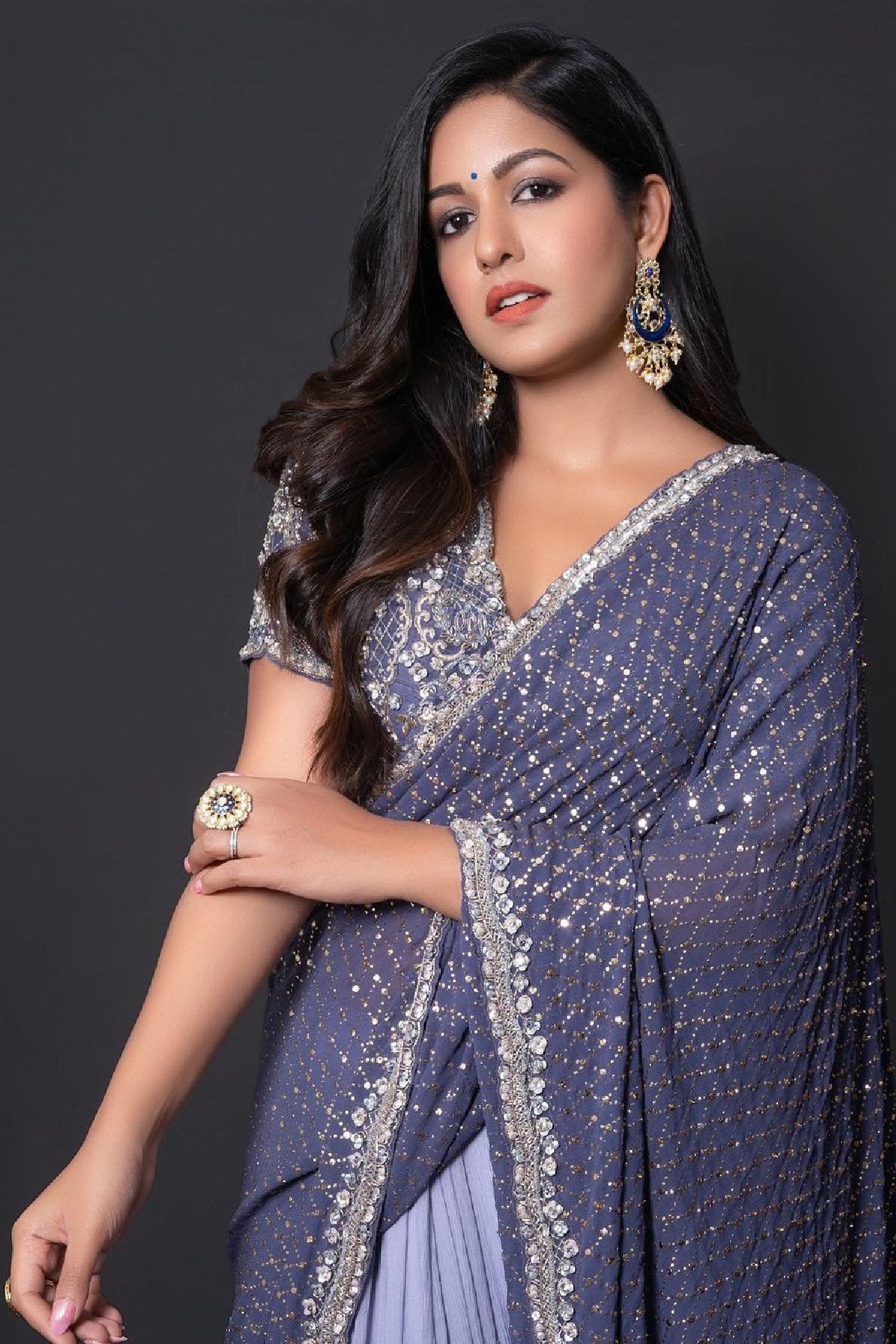 Ishita dutta in "Ruanna" Chiffon Kalidar Sari