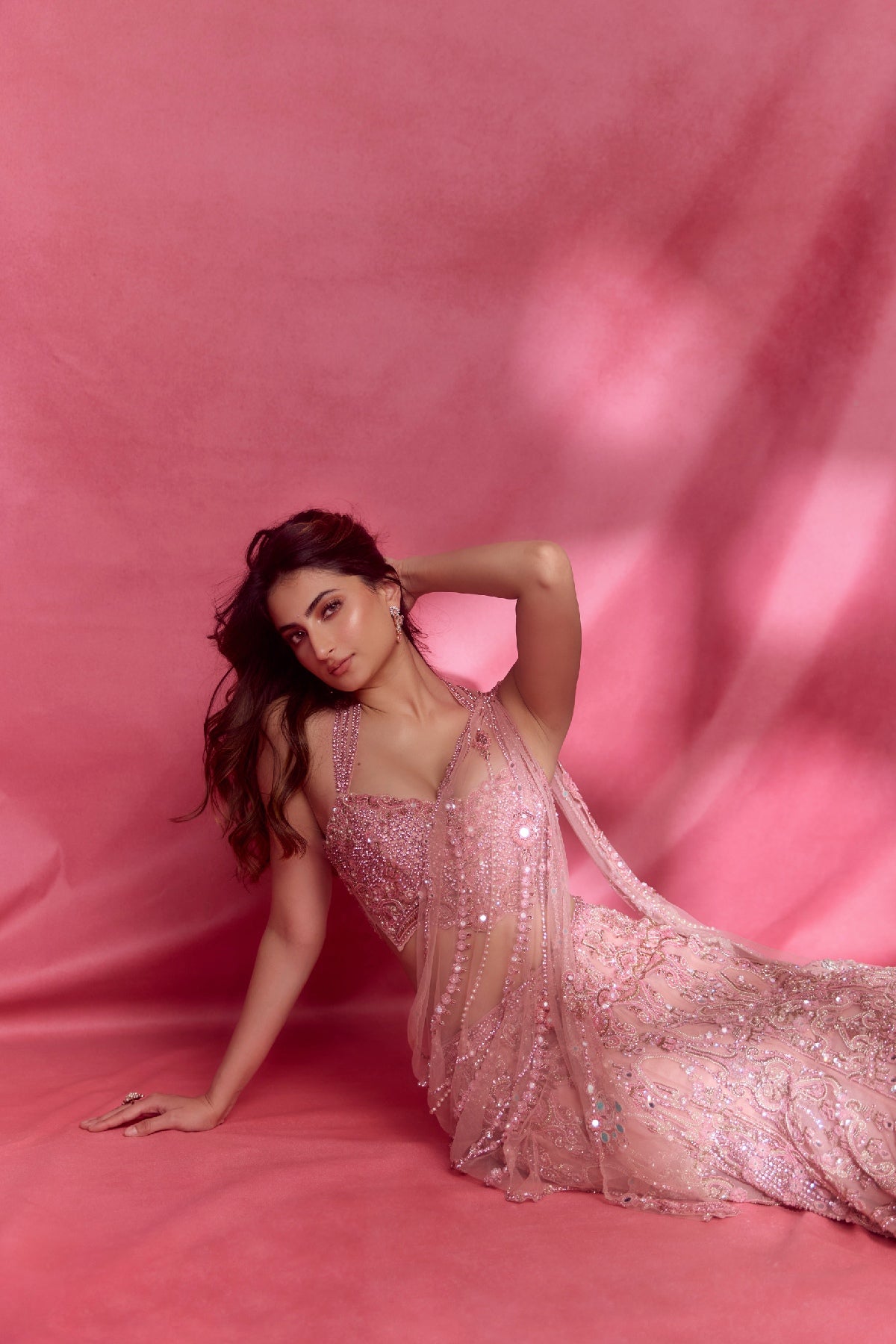 Palak Tiwari in Blush Aurora Bridal Lehenga