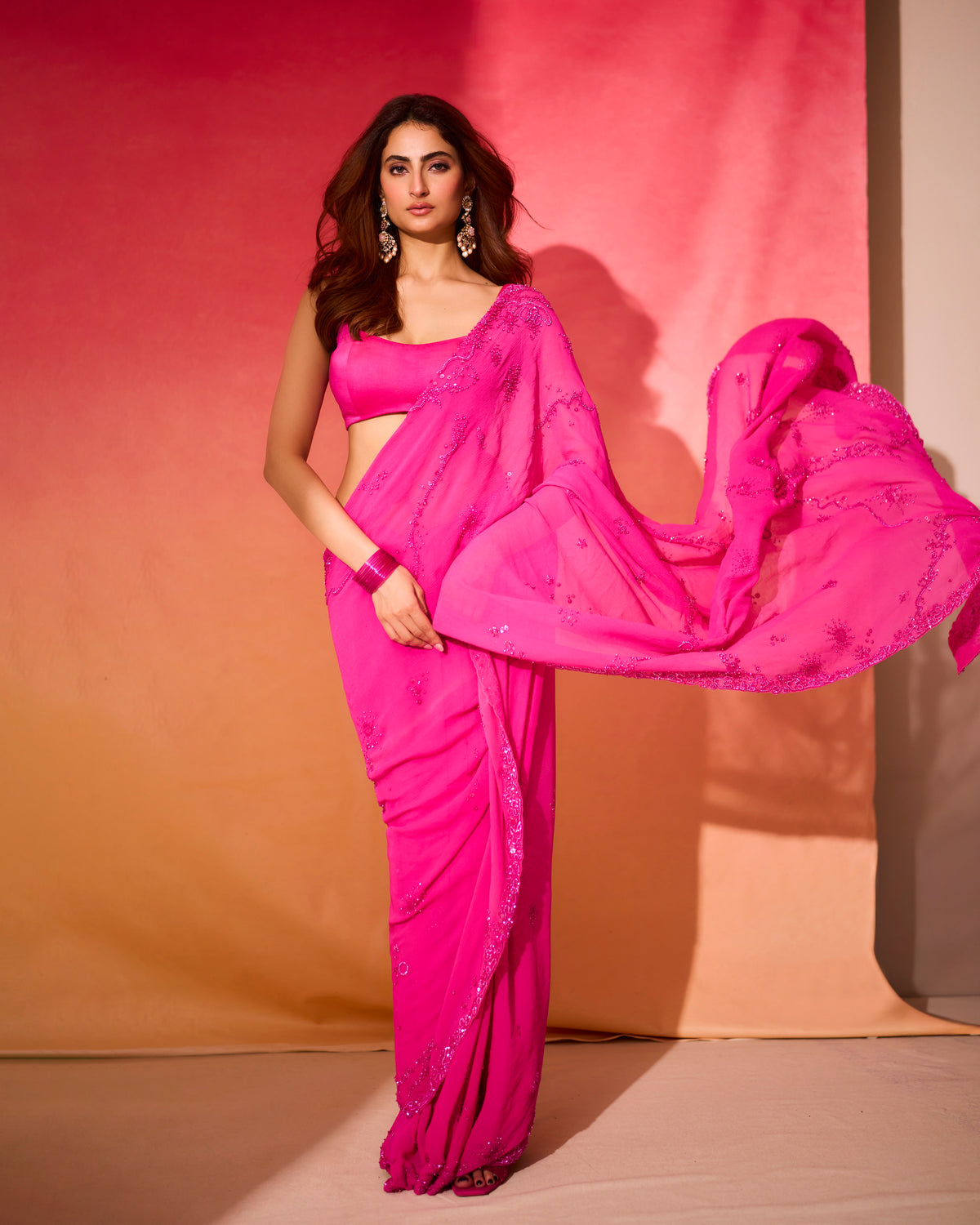 Palak Tiwari in Fuchsia Éclat Saree