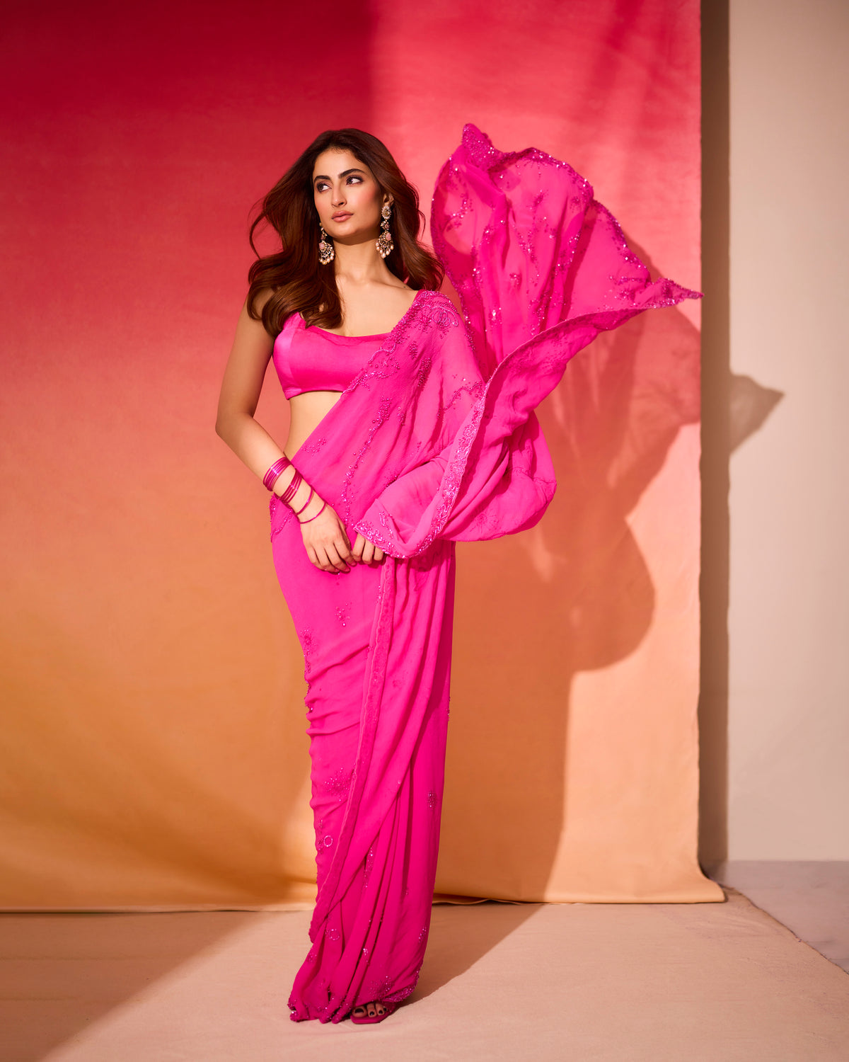 Palak Tiwari in Fuchsia Éclat Saree