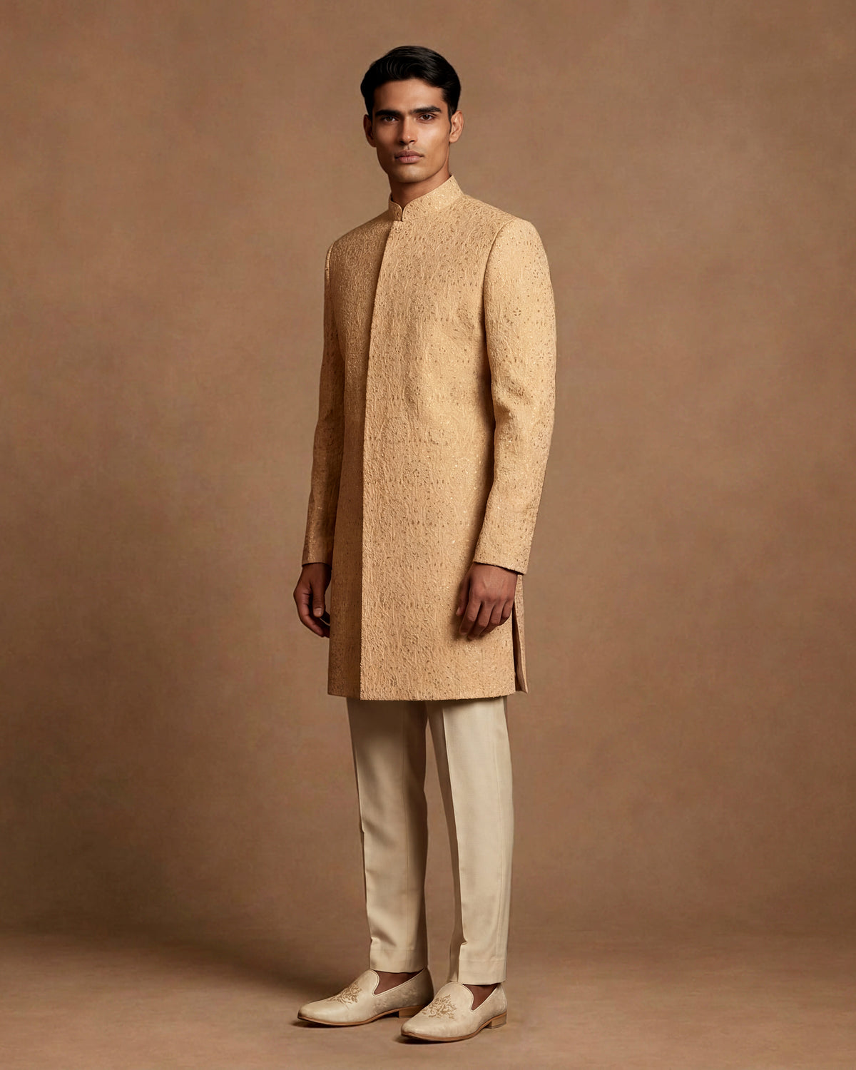 Fawn Sherwani, Kurta & Pant Set