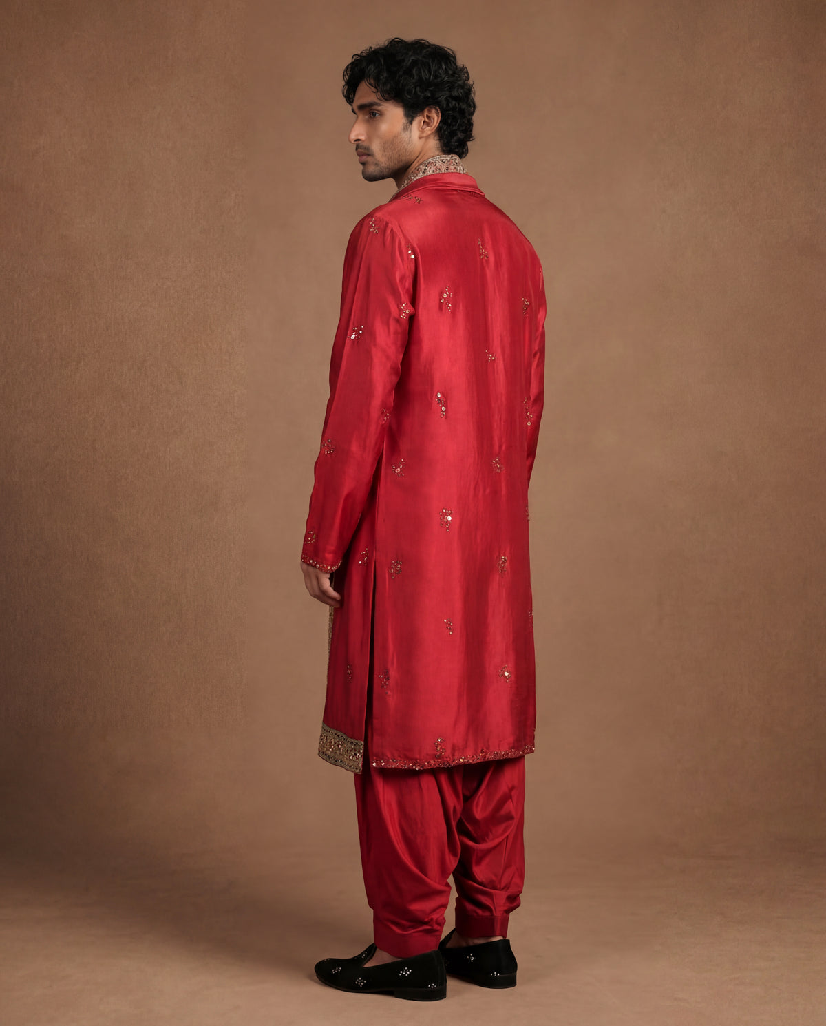 Scarlet Chikankari Kurta, Salwar & Stole Set