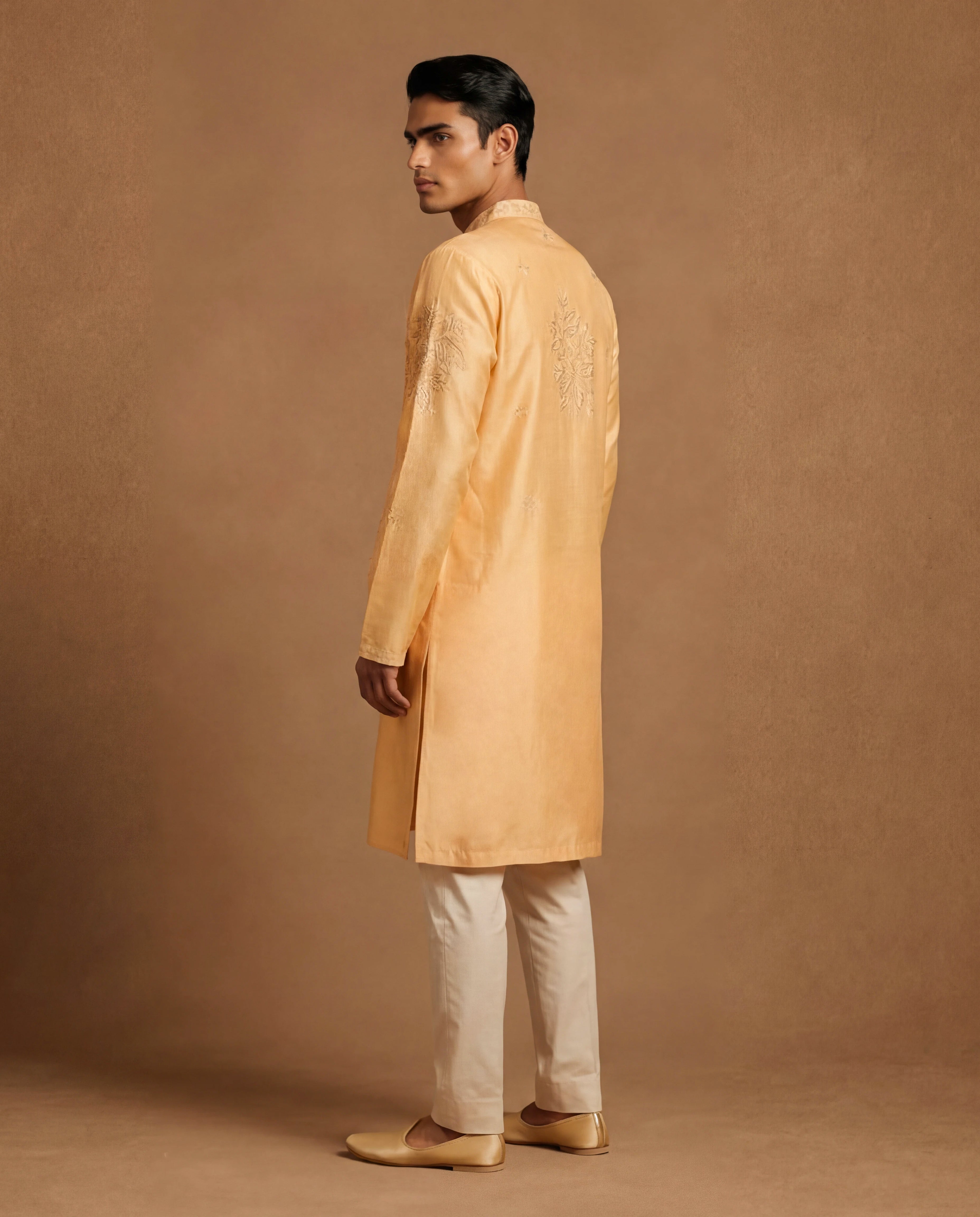 Citron Chikankari Silk Kurta Set