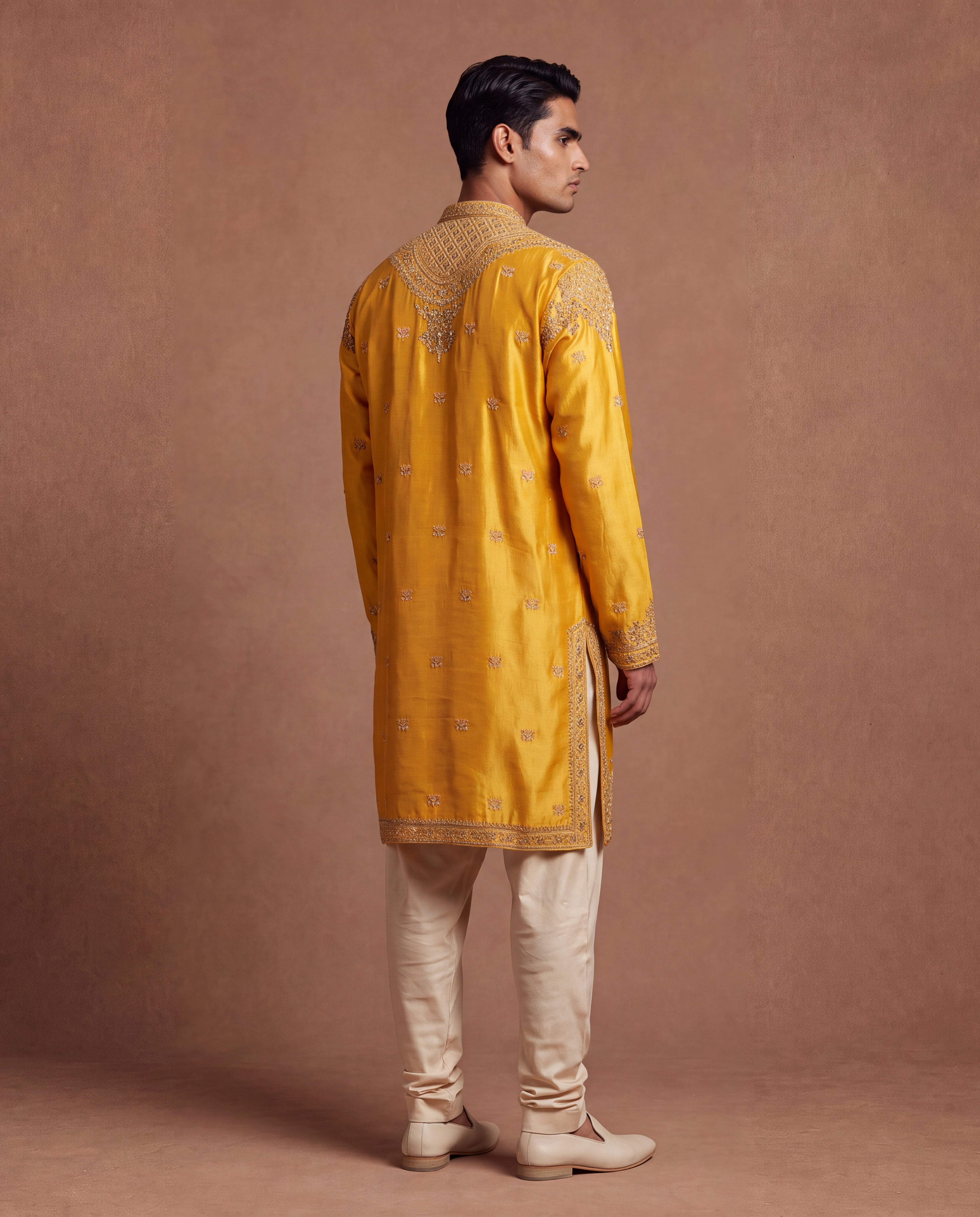 Sunlit Hand-Embroidered Silk Kurta & Salwar Set