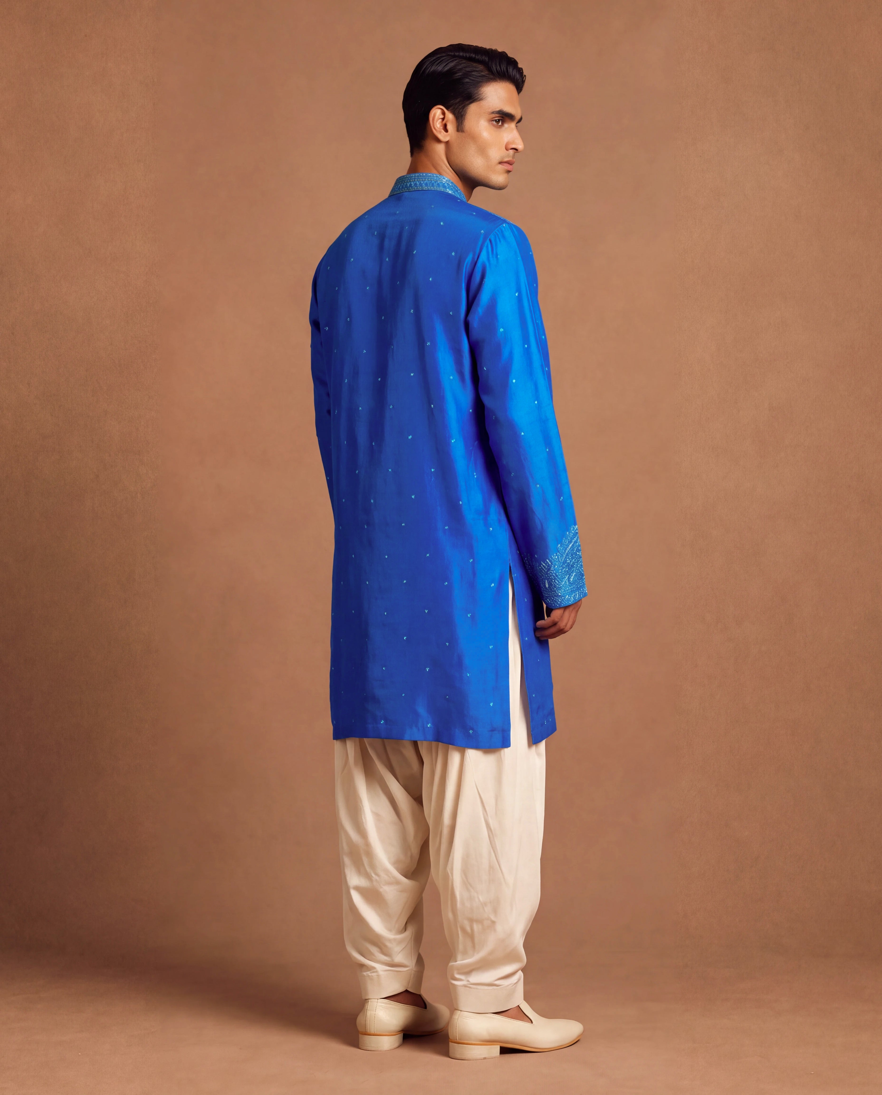 Mirror Accented Silk Kurta & Salwar Set