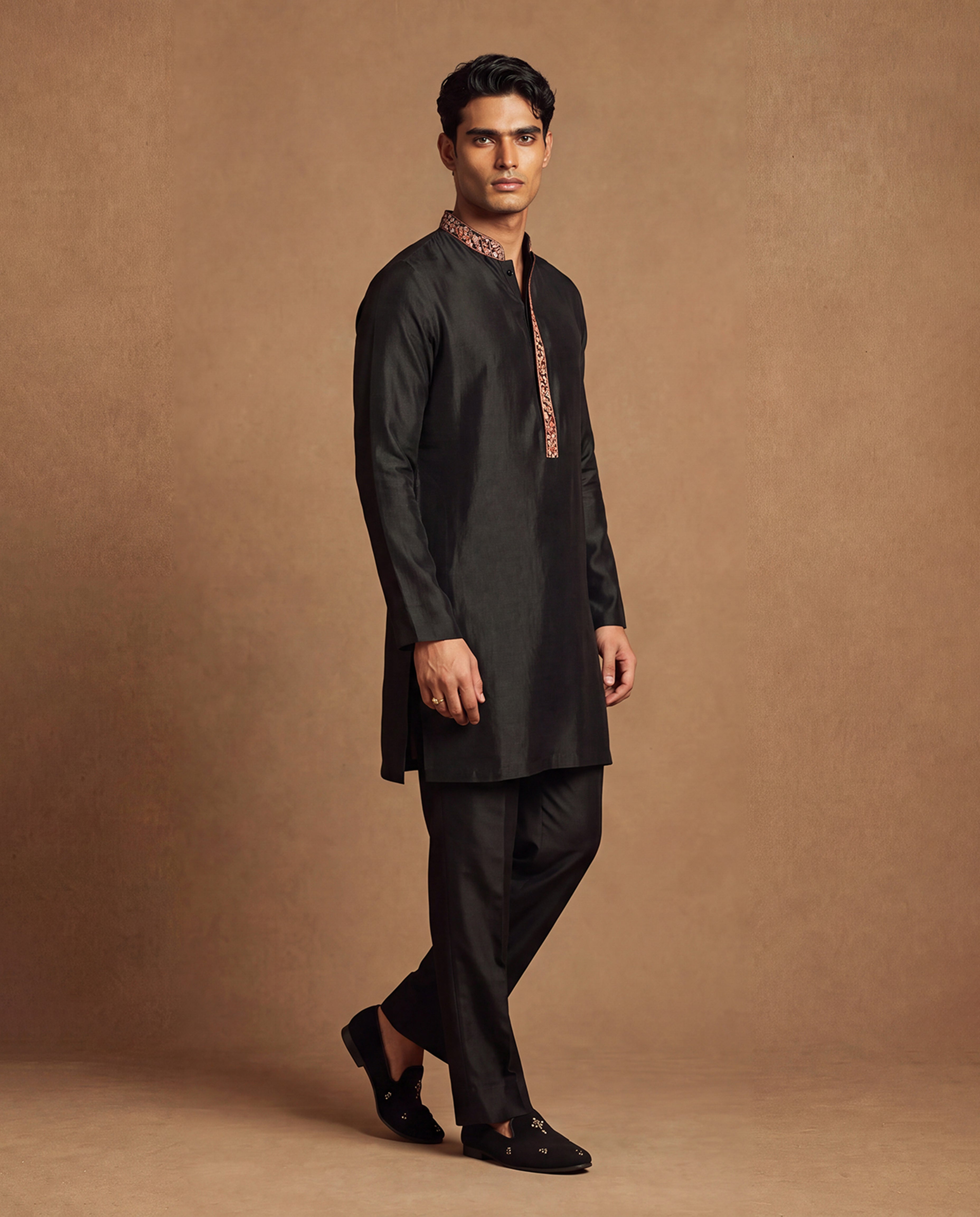 Raven Kashidakari Silk Kurta Set