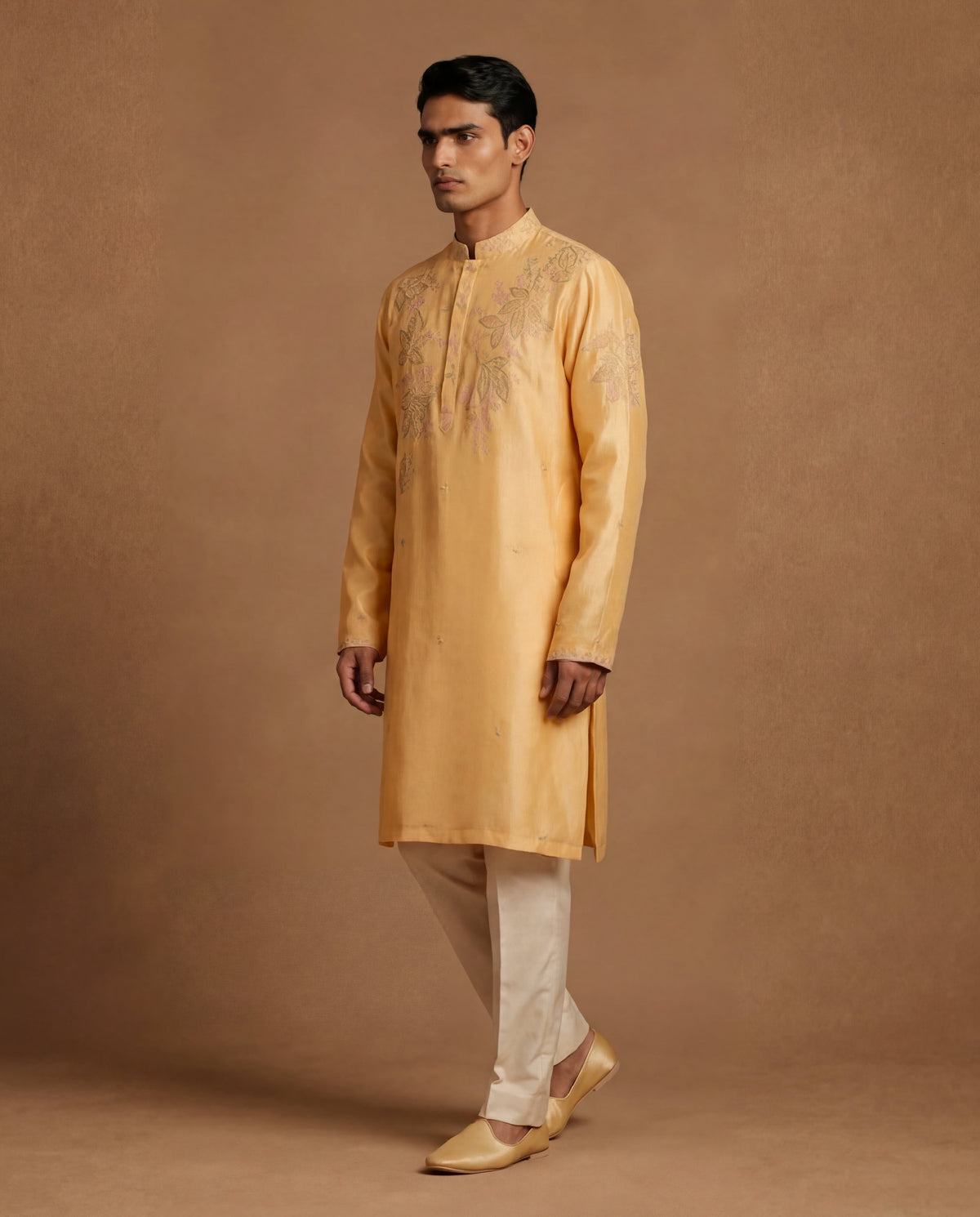 Citron Chikankari Silk Kurta Set