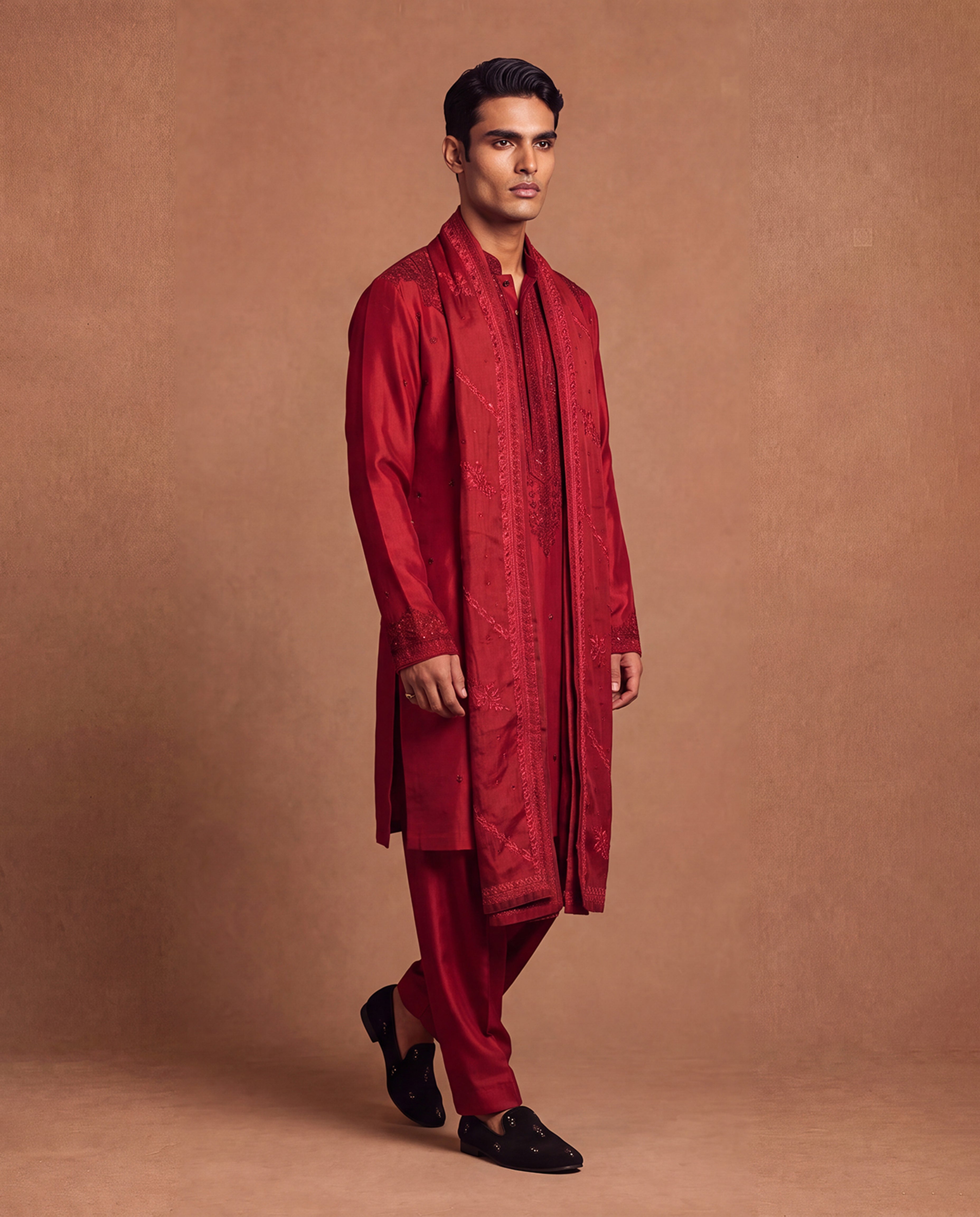 Carmine Zardozi Kurta & Salwar Set
