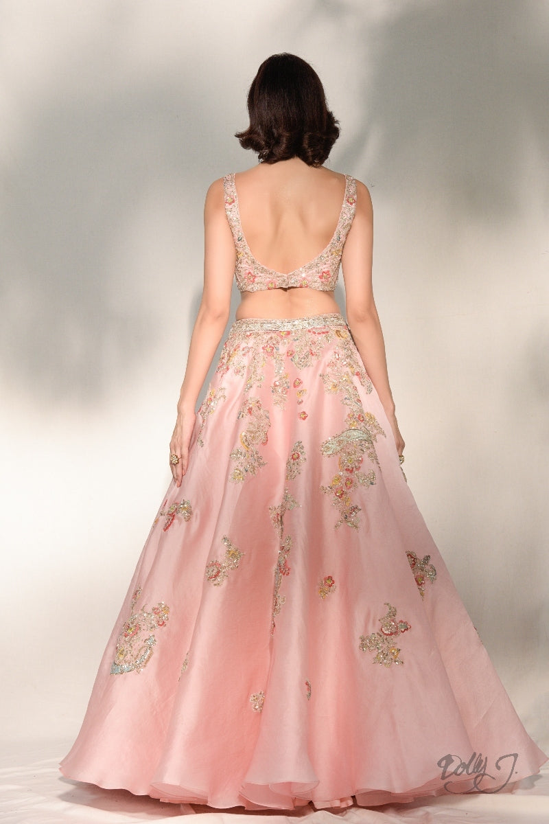 "Verona" Silk Organza Lehenga Set With Zardozi Embroidery