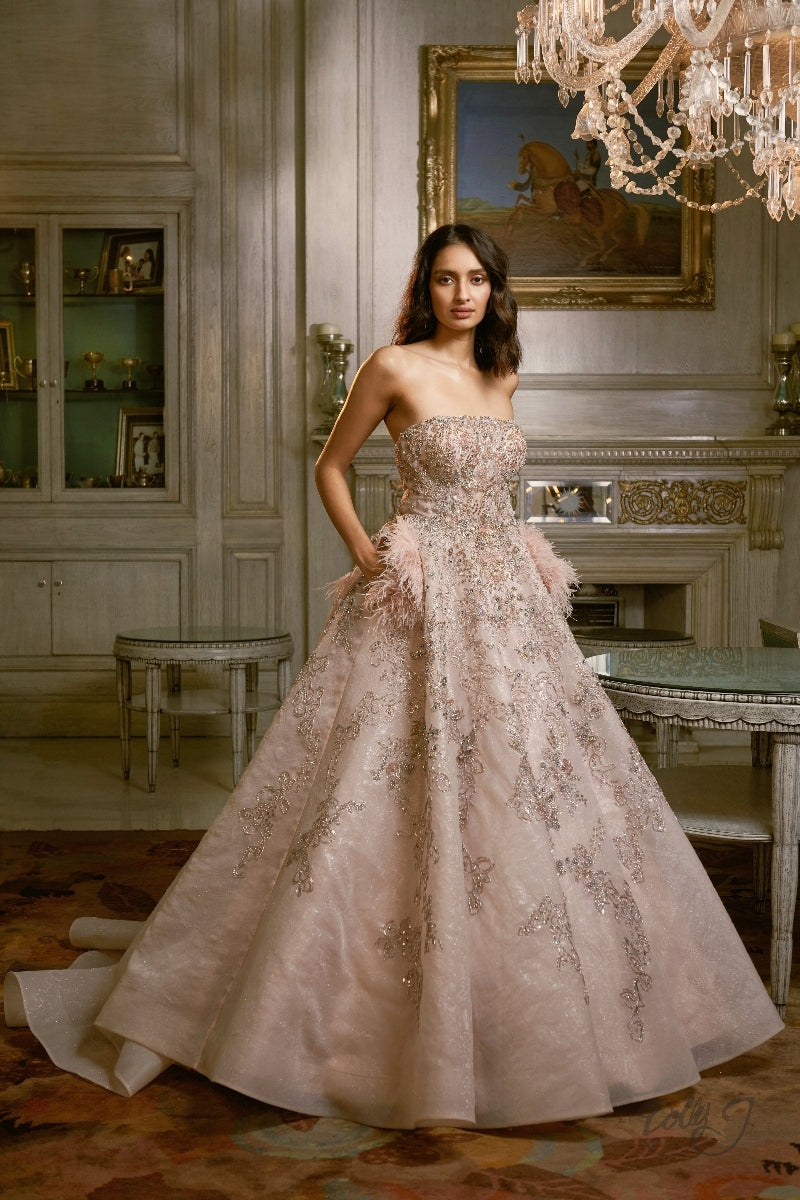Yulia" Bridal Jacquard Organza Gown