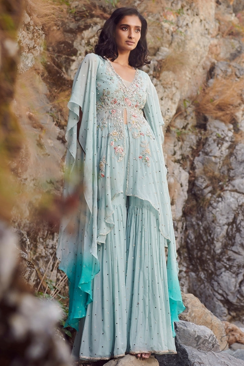 sachin and babi light blue dress Simple Chiffon Formal Dresses