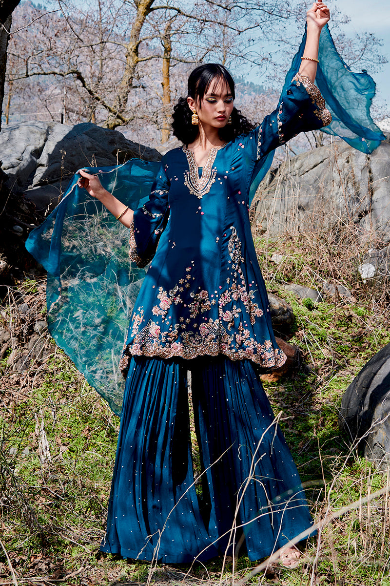 "Soft Kramer" Chiffon Kurta And Sharara Set
