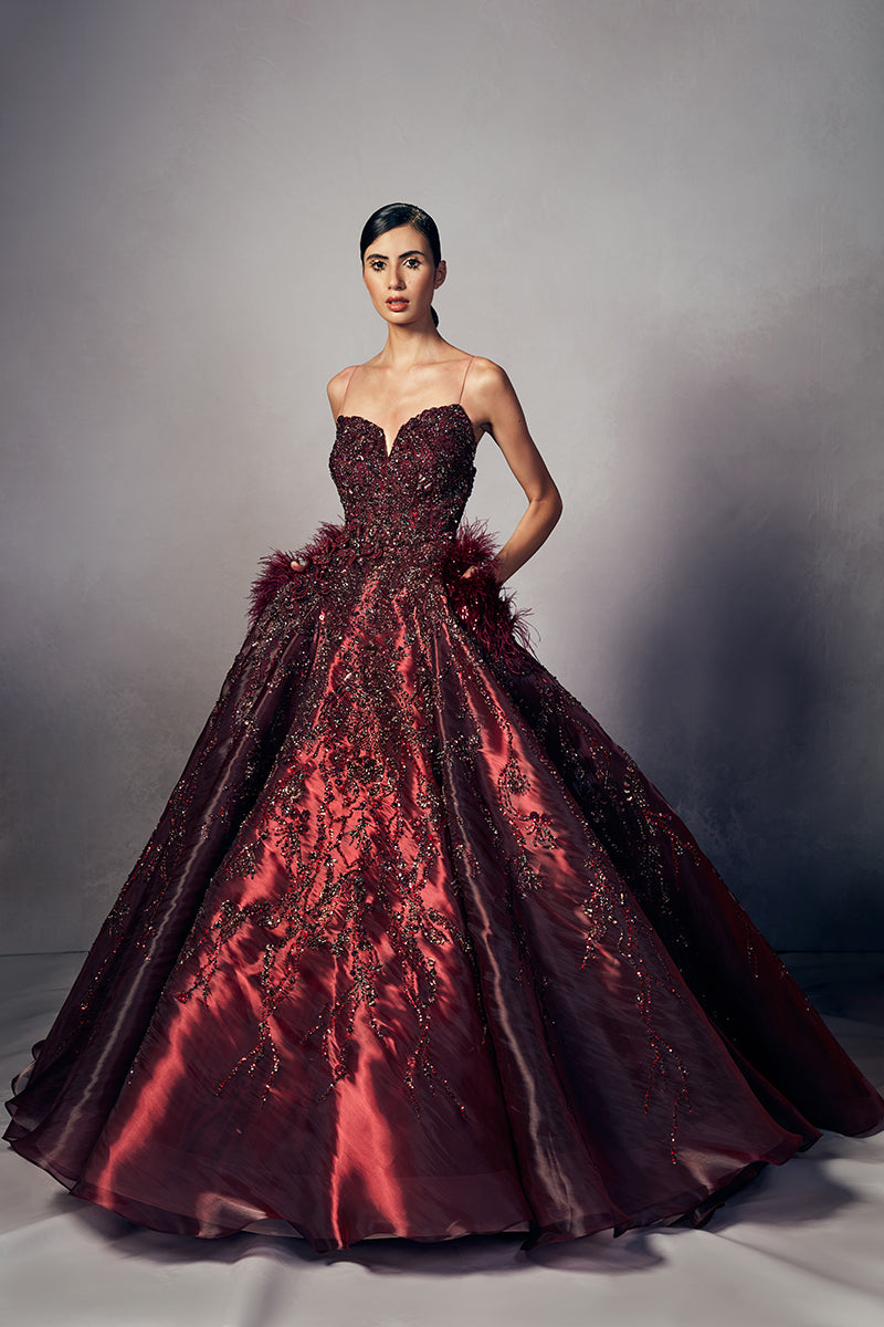 Blood red outlet ball gown