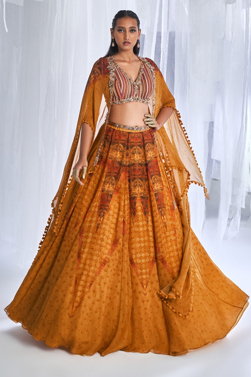 "Ekiya Love" Printed Chiffon Lehenga