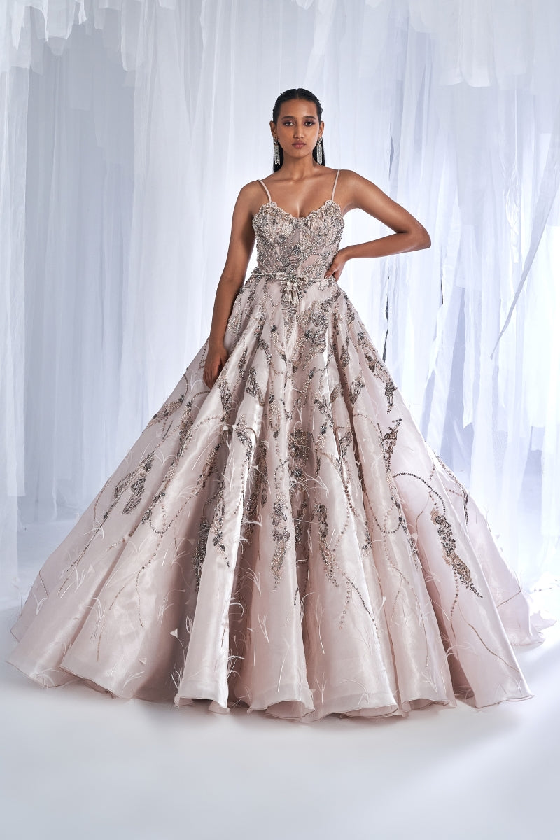 organza and silk dress KAAREM - Lat Sleeveless Pleated Silk Organza Dress