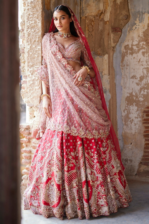 Pink Embroidered Silk Lehenga Choli With Dupatta 2295LG05