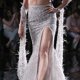 "Aphrodite" Embroidered Skirt Paired With A Choli And A Trail Cape